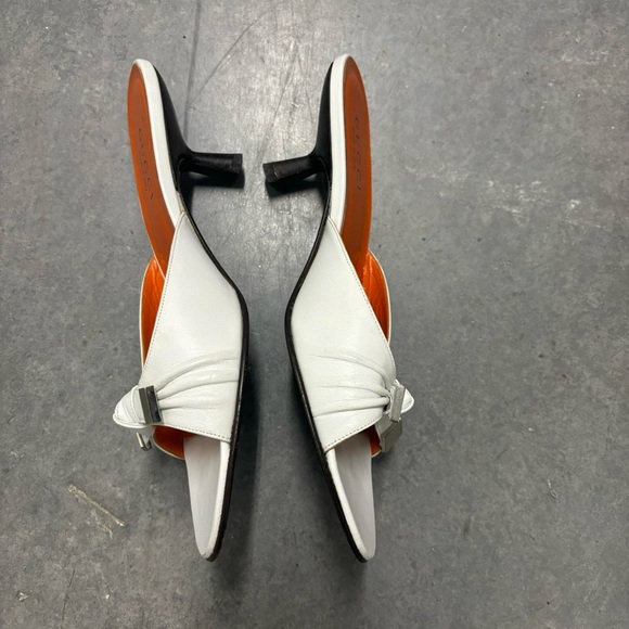 Vintage Y2K Gucci Open Toe Bow Tie Ruched Slip-on Mule Kitten Heels - Picture 7 of 7